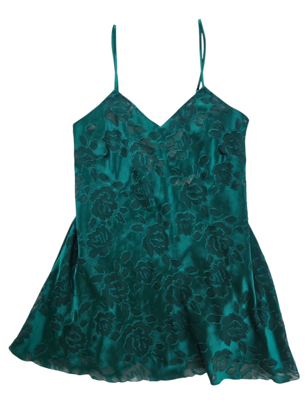 Victoria's Secret Emerald Green Floral Satin Slip